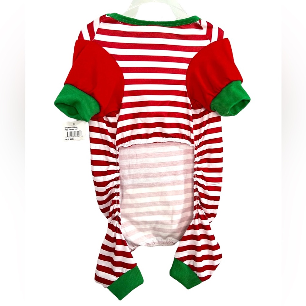 Pet Spirit Ho Ho Ho Red Striped Christmas Pet Onesie Pajamas - Picture 2 of 3